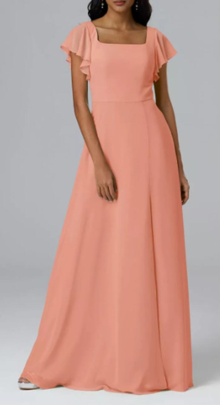 AW BRIDAL 4 S peach pink Marianne chiffon bridesmaid formal party maxi dress 0b1